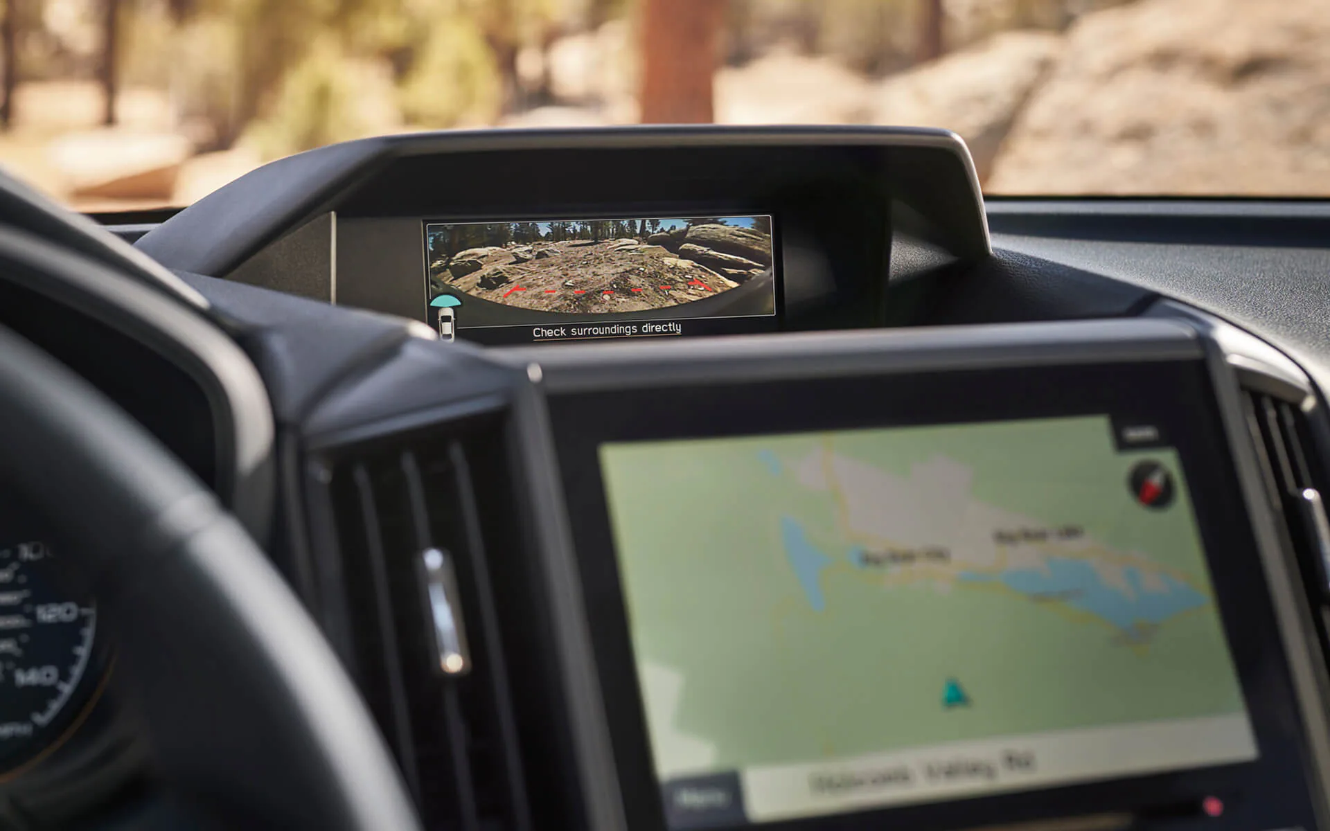 A close up of the front-view monitor on the 2022 Subaru Forester Wilderness.